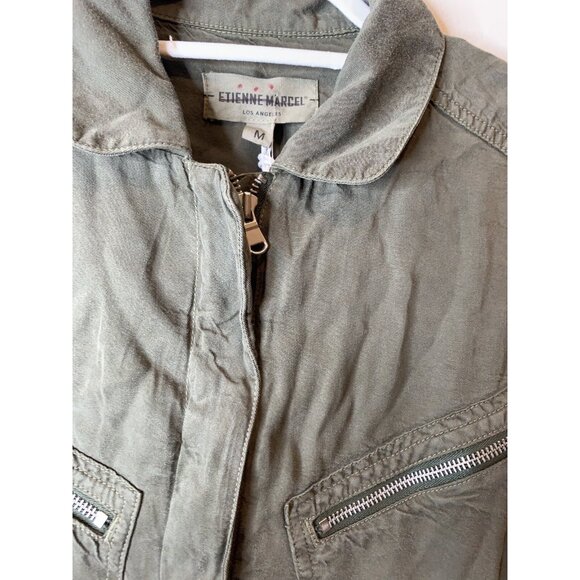 Free People Etienne Marcel Lyocell Aviator Jumpsuit Military Green Size M $360 - Picture 9 of 12